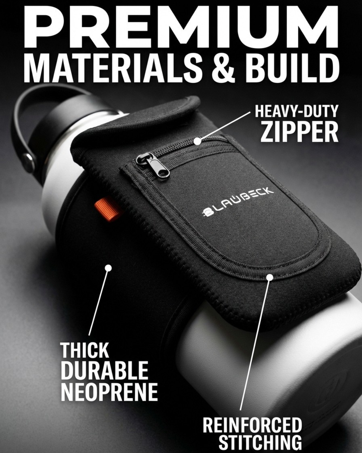 BLAUBECK magnetic bottle sleeve feature infographic