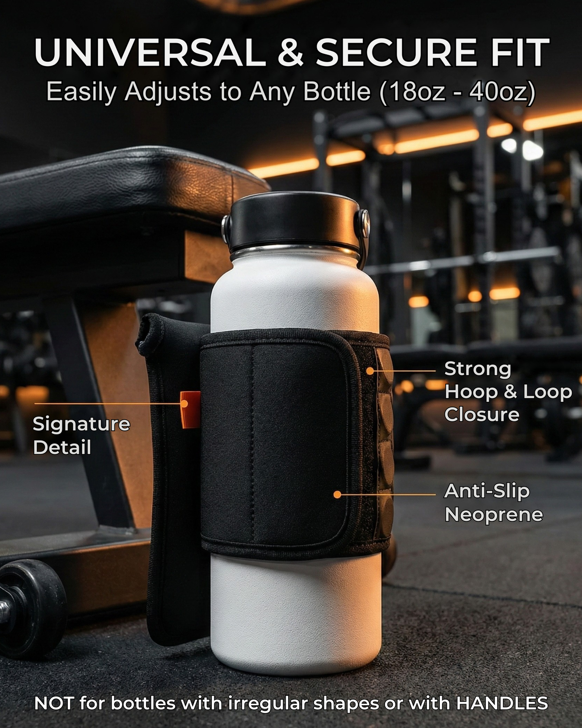 BLAUBECK magnetic bottle sleeve fit and dimensions infographic