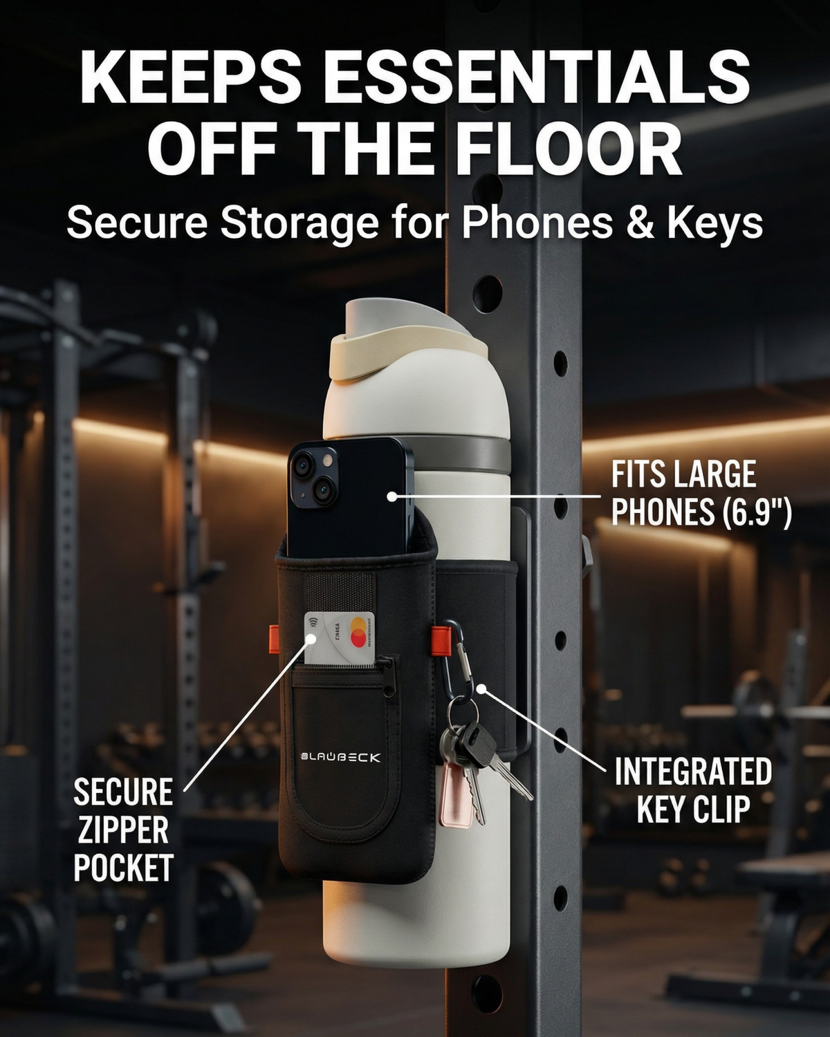 BLAUBECK magnetic bottle sleeve product details infographic