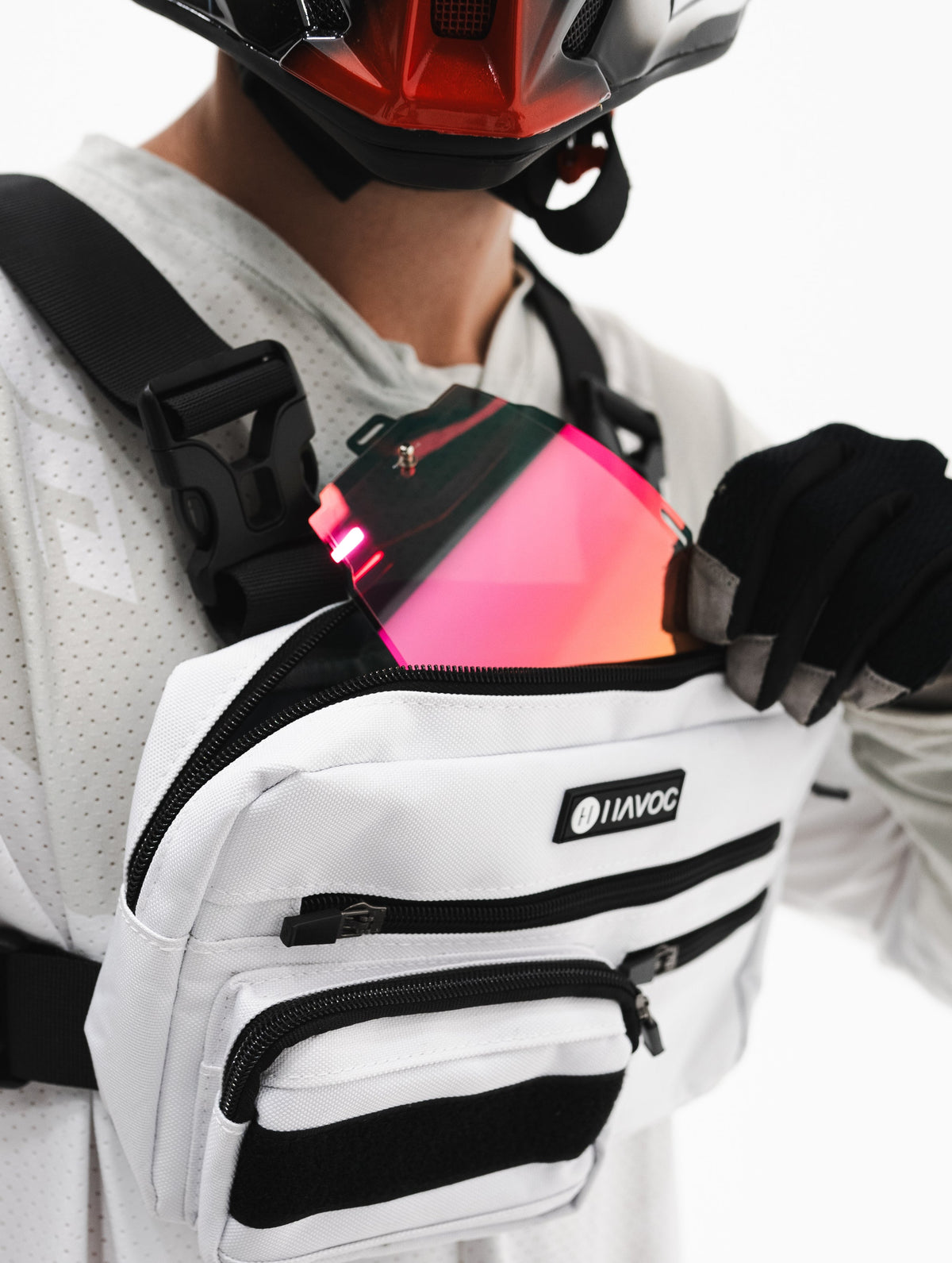 Havoc Training Chest Bag in white during everyday carry