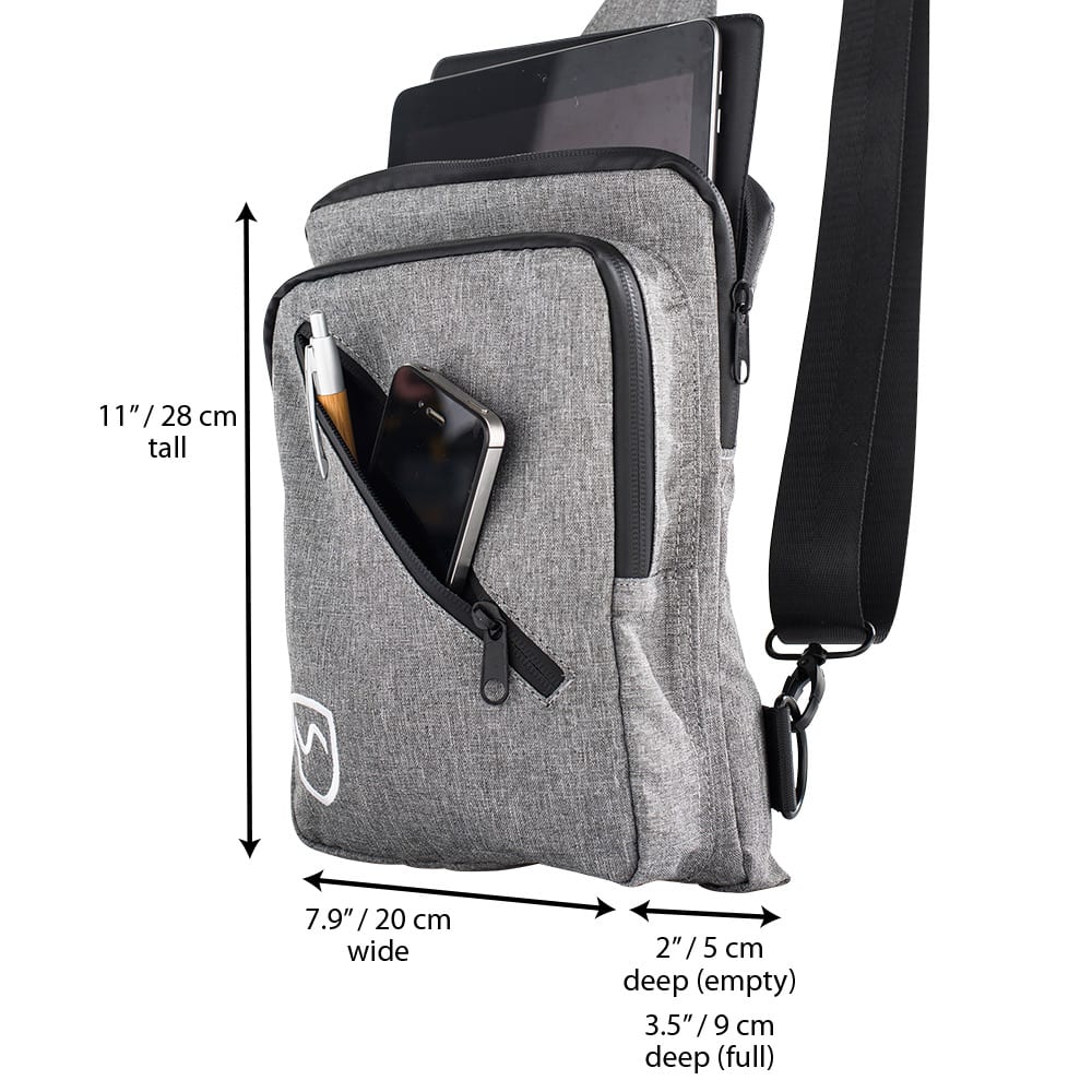SYB Sling Bag dimensions infographic