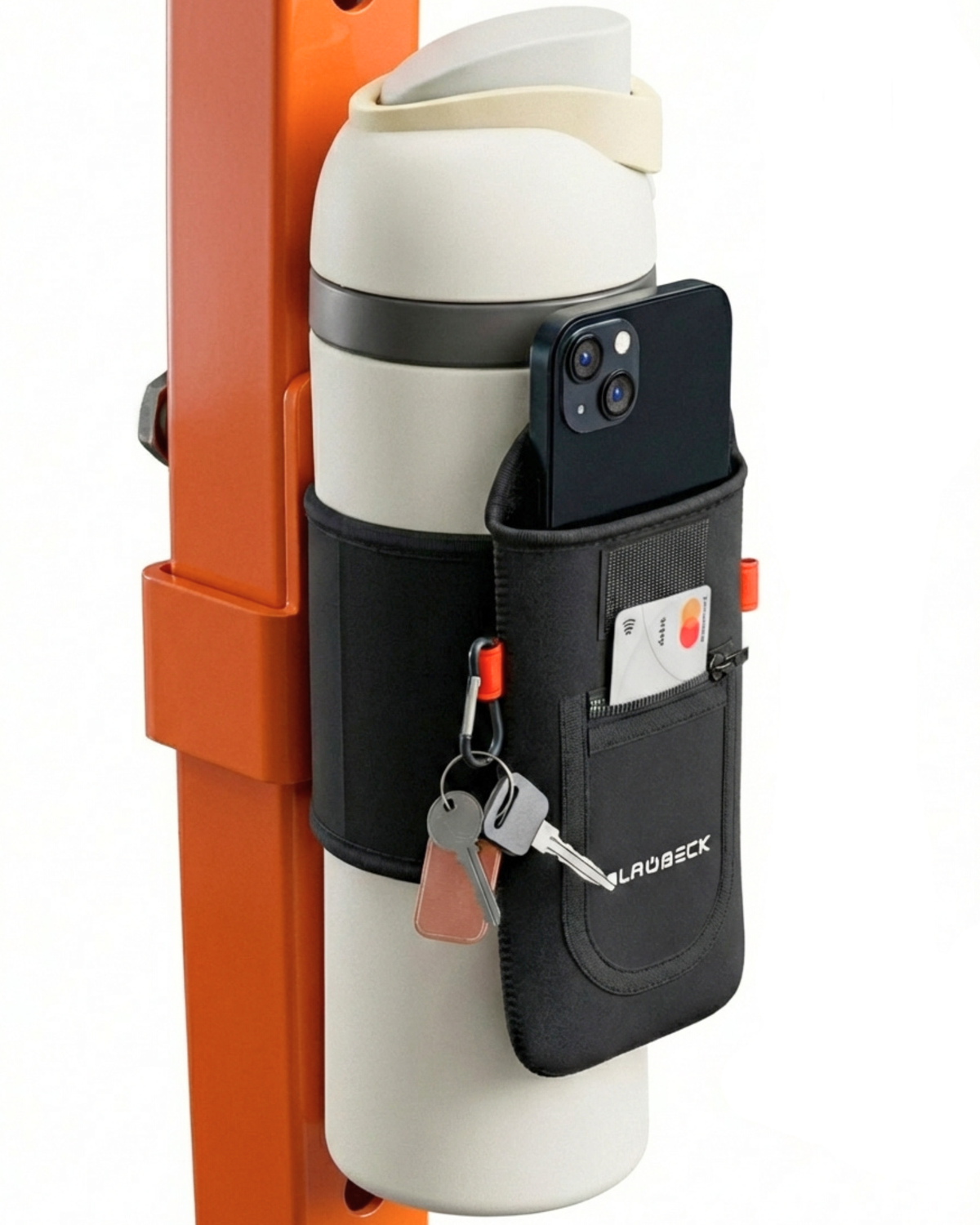 BLAUBECK magnetic bottle sleeve with phone pocket